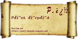 Pánt Árpád névjegykártya